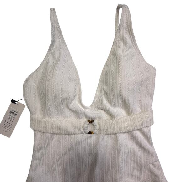 Vero Moda Freedom white belted one piece swimsuit size medium NWT - Picture 3 of 12